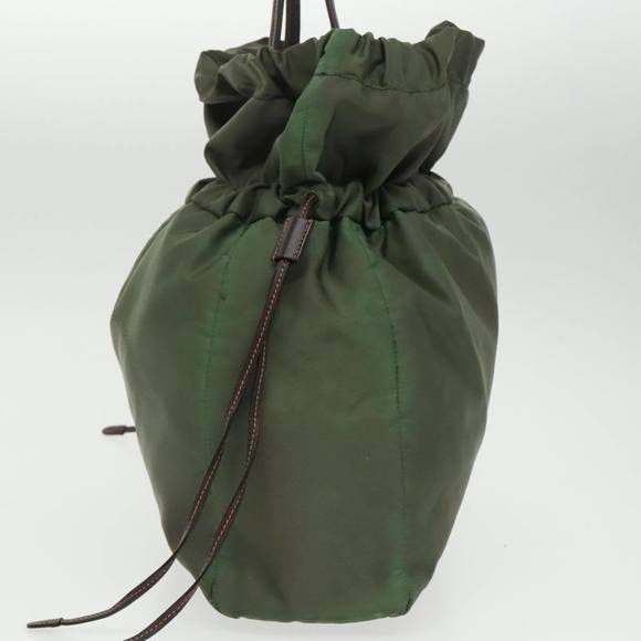 PRADA Tote Bag Nylon Green Gold Auth 98443 - Picture 3 of 16